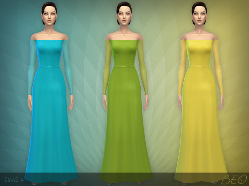 Transparent sleeves dress for The Sims 4 (3)